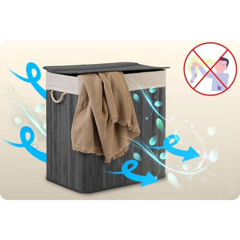 Bambusowy kosz na pranie bieliznę z pokrywą 150 l Massido Bambusowy kosz na pranie bieliznę z pokrywą 150 l Massido