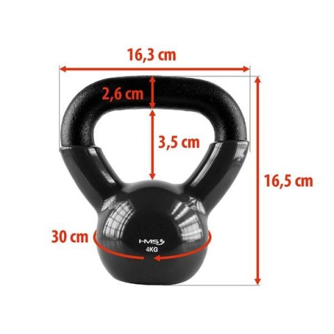 KNV04 Kettlebell żeliwny 4 kg w winylu HMS czarny KNV04 Kettlebell żeliwny 4 kg w winylu HMS czarny