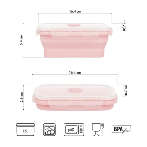 NC4105 POJEMNIK/LUNCH BOX SKŁADANY RÓŻOWY 500ML NILS CAMP