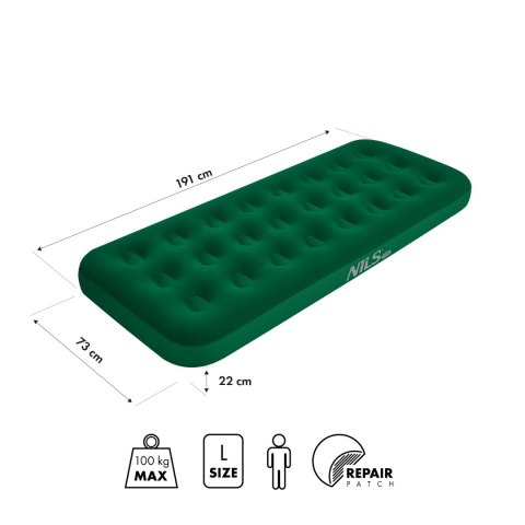 NC2801 MATERAC KEMPINGOWY 191X73X22 CM ZIELONY NILS CAMP