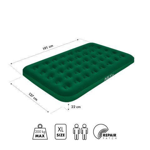 NC2802 MATERAC KEMPINGOWY 191X137X22 CM ZIELONY NILS CAMP