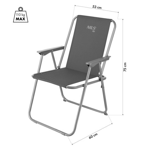 NC3503 KRZESŁO KEMPINGOWE SKŁADANE SZARE NILS CAMP