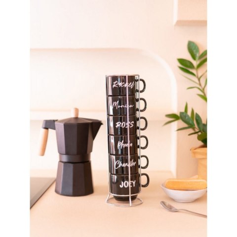 Friends - Zestaw kubków ceramicznych ze stojakiem 150 ml 6 szt. Friends - Zestaw kubków ceramicznych ze stojakiem 150 ml 6 szt.