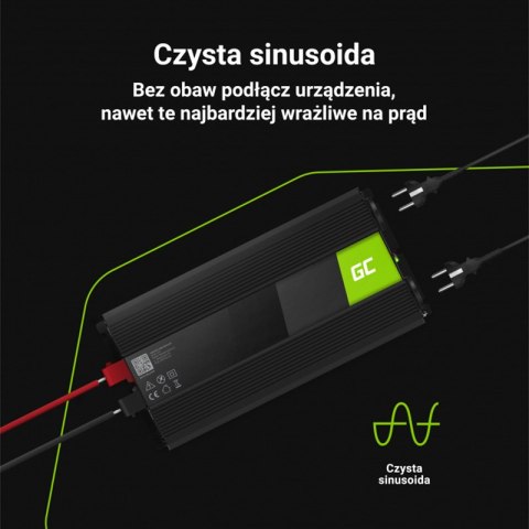 Green Cell - Przetwornica napięcia Inwerter 12V na 230V 1500W/3000W Czysta sinusoida Green Cell - Przetwornica napięcia Inwerter 12V na 230V 1500W/3000W Czysta sinusoida
