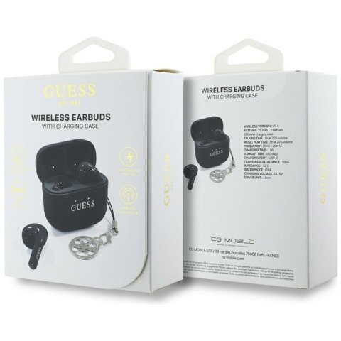 Guess Glossy Effect Printed Classic Logo & Charm - Słuchawki Bluetooth TWS + etui ładujące (czarny) Guess Glossy Effect Printed Classic Logo & Charm - Słuchawki Bluetooth TWS + etui ładujące (czarny)