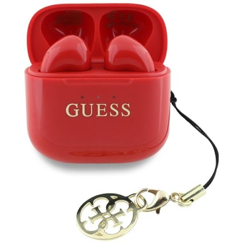Guess Glossy Effect Printed Classic Logo & Charm - Słuchawki Bluetooth TWS + etui ładujące (czerwony) Guess Glossy Effect Printed Classic Logo & Charm - Słuchawki Bluetooth TWS + etui ładujące (czerwony)