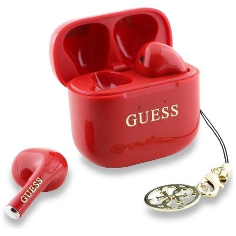 Guess Glossy Effect Printed Classic Logo & Charm - Słuchawki Bluetooth TWS + etui ładujące (czerwony) Guess Glossy Effect Printed Classic Logo & Charm - Słuchawki Bluetooth TWS + etui ładujące (czerwony)