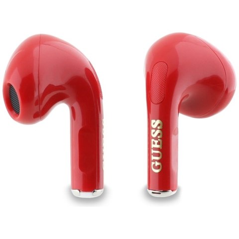 Guess Glossy Effect Printed Classic Logo & Charm - Słuchawki Bluetooth TWS + etui ładujące (czerwony) Guess Glossy Effect Printed Classic Logo & Charm - Słuchawki Bluetooth TWS + etui ładujące (czerwony)