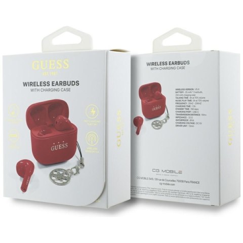 Guess Glossy Effect Printed Classic Logo & Charm - Słuchawki Bluetooth TWS + etui ładujące (czerwony) Guess Glossy Effect Printed Classic Logo & Charm - Słuchawki Bluetooth TWS + etui ładujące (czerwony)