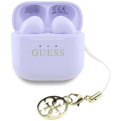 Guess Glossy Effect Printed Classic Logo & Charm - Słuchawki Bluetooth TWS + etui ładujące (lawendowy) Guess Glossy Effect Printed Classic Logo & Charm - Słuchawki Bluetooth TWS + etui ładujące (lawendowy)