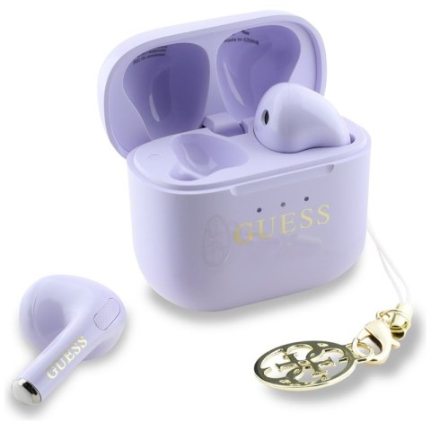 Guess Glossy Effect Printed Classic Logo & Charm - Słuchawki Bluetooth TWS + etui ładujące (lawendowy) Guess Glossy Effect Printed Classic Logo & Charm - Słuchawki Bluetooth TWS + etui ładujące (lawendowy)