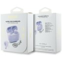 Guess Glossy Effect Printed Classic Logo & Charm - Słuchawki Bluetooth TWS + etui ładujące (lawendowy)