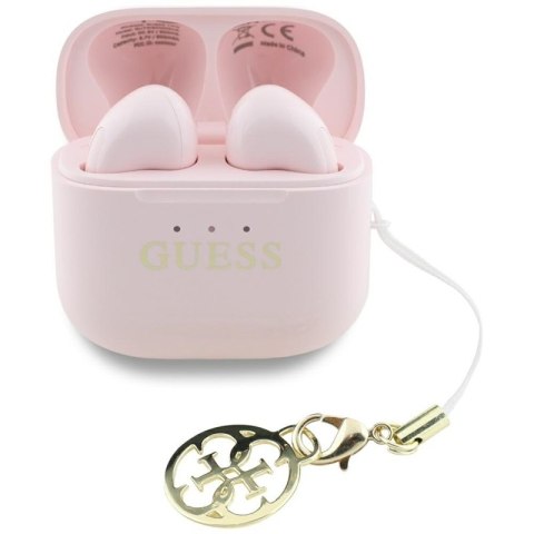 Guess Glossy Effect Printed Classic Logo & Charm - Słuchawki Bluetooth TWS + etui ładujące (różowy) Guess Glossy Effect Printed Classic Logo & Charm - Słuchawki Bluetooth TWS + etui ładujące (różowy)