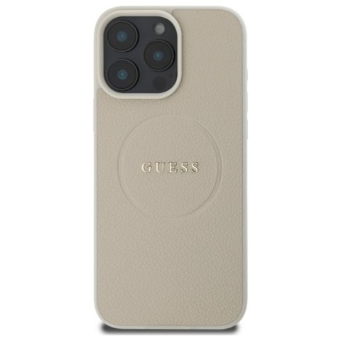 Guess Grained Ring MagSafe - Etui iPhone 16 Pro Max (beżowy) Guess Grained Ring MagSafe - Etui iPhone 16 Pro Max (beżowy)