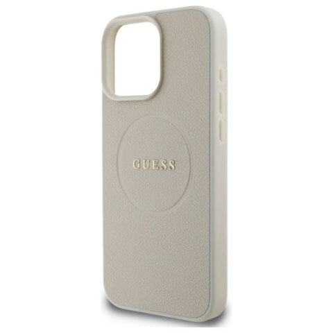 Guess Grained Ring MagSafe - Etui iPhone 16 Pro Max (beżowy) Guess Grained Ring MagSafe - Etui iPhone 16 Pro Max (beżowy)