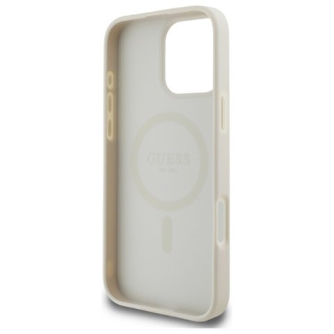 Guess Grained Ring MagSafe - Etui iPhone 16 Pro Max (beżowy) Guess Grained Ring MagSafe - Etui iPhone 16 Pro Max (beżowy)