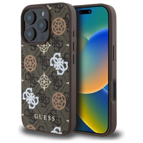 Guess Peony On 4G Background MagSafe - Etui iPhone 16 Pro Max (brązowy) Guess Peony On 4G Background MagSafe - Etui iPhone 16 Pro Max (brązowy)