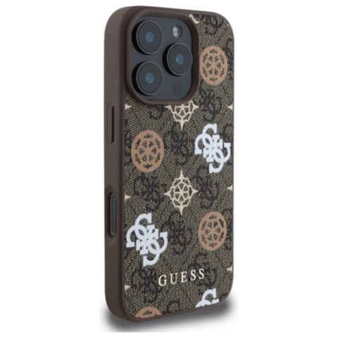 Guess Peony On 4G Background MagSafe - Etui iPhone 16 Pro Max (brązowy) Guess Peony On 4G Background MagSafe - Etui iPhone 16 Pro Max (brązowy)
