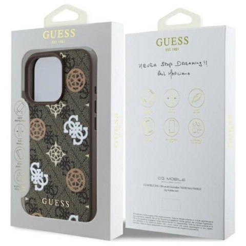 Guess Peony On 4G Background MagSafe - Etui iPhone 16 Pro Max (brązowy) Guess Peony On 4G Background MagSafe - Etui iPhone 16 Pro Max (brązowy)