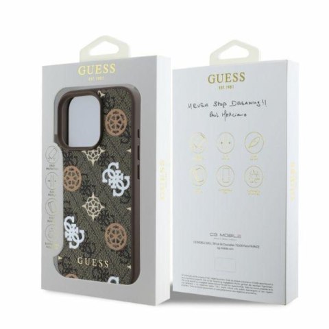 Guess Peony On 4G Background MagSafe - Etui iPhone 16 Pro (brązowy) Guess Peony On 4G Background MagSafe - Etui iPhone 16 Pro (brązowy)