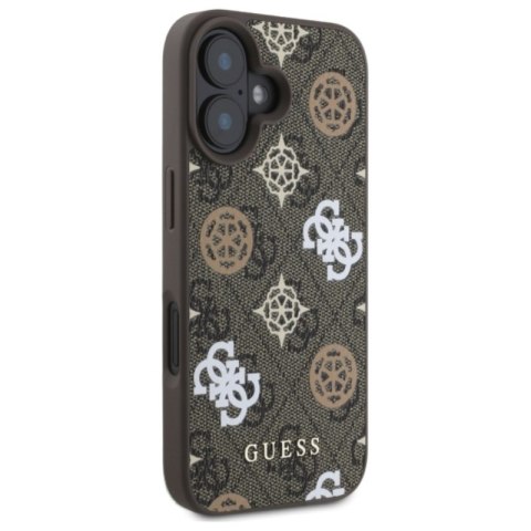 Guess Peony On 4G Background MagSafe - Etui iPhone 16 (brązowy) Guess Peony On 4G Background MagSafe - Etui iPhone 16 (brązowy)