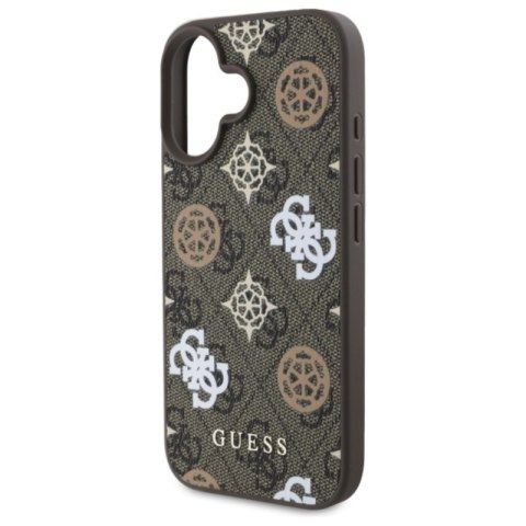Guess Peony On 4G Background MagSafe - Etui iPhone 16 (brązowy) Guess Peony On 4G Background MagSafe - Etui iPhone 16 (brązowy)