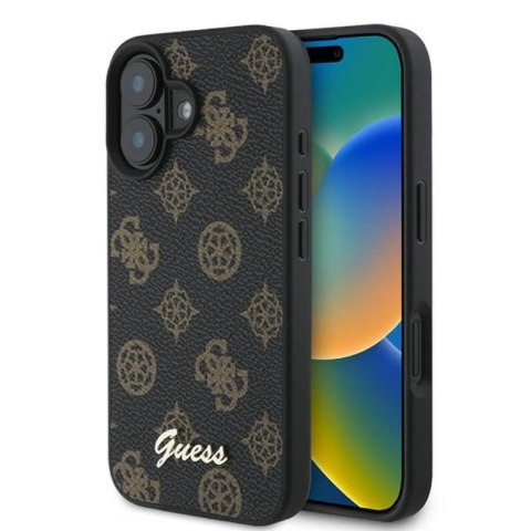 Guess Peony Script MagSafe - Etui iPhone 16 Plus (czarny) Guess Peony Script MagSafe - Etui iPhone 16 Plus (czarny)
