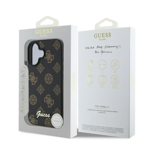 Guess Peony Script MagSafe - Etui iPhone 16 Plus (czarny) Guess Peony Script MagSafe - Etui iPhone 16 Plus (czarny)