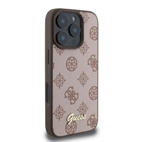 Guess Peony Script MagSafe - Etui iPhone 16 Pro (brązowy) Guess Peony Script MagSafe - Etui iPhone 16 Pro (brązowy)