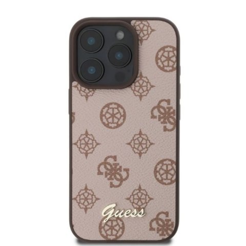 Guess Peony Script MagSafe - Etui iPhone 16 Pro (brązowy) Guess Peony Script MagSafe - Etui iPhone 16 Pro (brązowy)