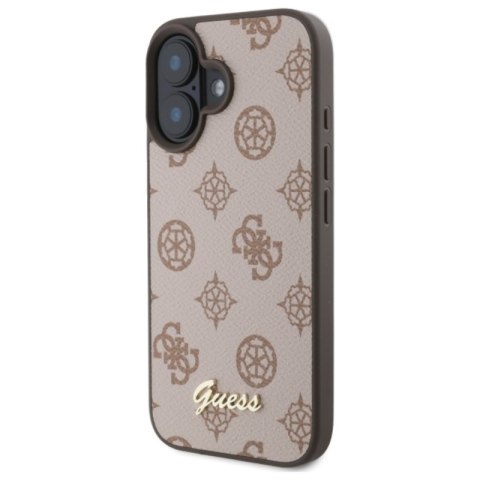 Guess Peony Script MagSafe - Etui iPhone 16 (brązowy) Guess Peony Script MagSafe - Etui iPhone 16 (brązowy)