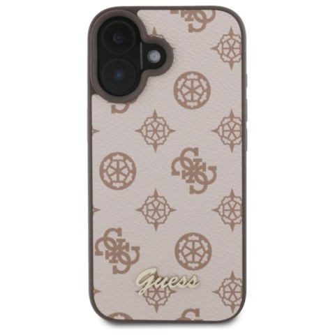 Guess Peony Script MagSafe - Etui iPhone 16 (brązowy) Guess Peony Script MagSafe - Etui iPhone 16 (brązowy)