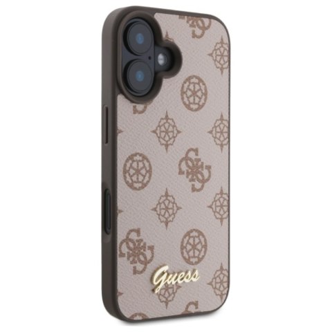Guess Peony Script MagSafe - Etui iPhone 16 (brązowy) Guess Peony Script MagSafe - Etui iPhone 16 (brązowy)