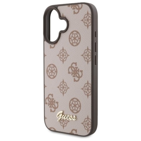 Guess Peony Script MagSafe - Etui iPhone 16 (brązowy) Guess Peony Script MagSafe - Etui iPhone 16 (brązowy)