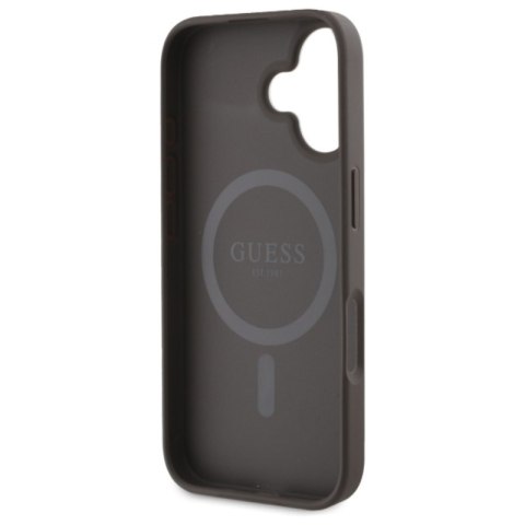 Guess Peony Script MagSafe - Etui iPhone 16 (brązowy) Guess Peony Script MagSafe - Etui iPhone 16 (brązowy)