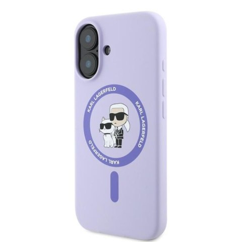 Karl Lagerfeld Silicone Karl & Choupette Ring MagSafe - Etui iPhone 16 Plus (fioletowy)