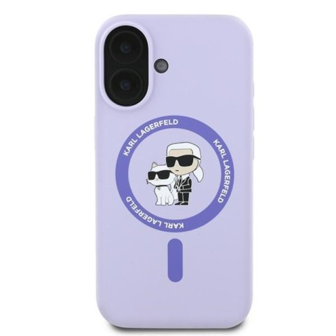 Karl Lagerfeld Silicone Karl & Choupette Ring MagSafe - Etui iPhone 16 Plus (fioletowy)