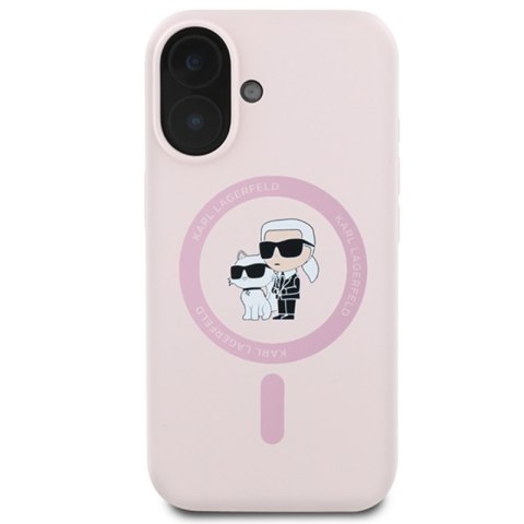 Karl Lagerfeld Silicone Karl & Choupette Ring MagSafe - Etui iPhone 16 Plus (różowy)