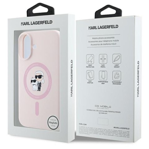 Karl Lagerfeld Silicone Karl & Choupette Ring MagSafe - Etui iPhone 16 Plus (różowy)