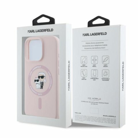 Karl Lagerfeld Silicone Karl & Choupette Ring MagSafe - Etui iPhone 16 Pro (różowy)