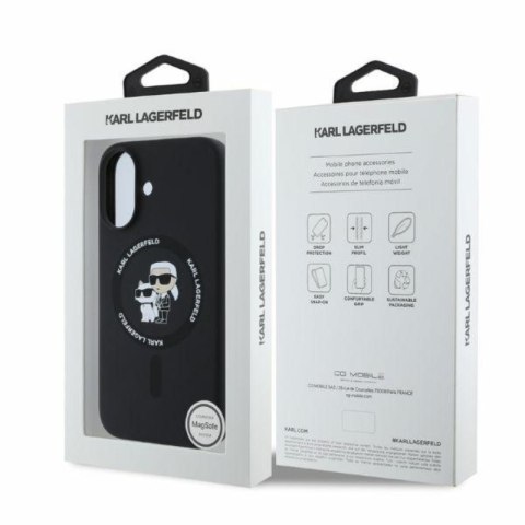 Karl Lagerfeld Silicone Karl & Choupette Ring MagSafe - Etui iPhone 16 (czarny)