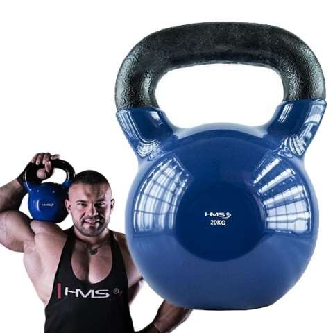 KNV20 Kettlebell 20 kg HMS żeliwny winylowy niebieski trening KNV20 Kettlebell 20 kg HMS żeliwny winylowy niebieski trening