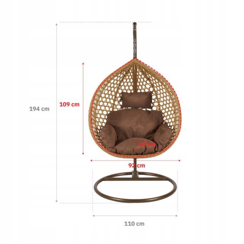 FOTEL WISZĄCY BUJANY OGRODOWY KOSZ HUŚTAWKA JAJO KOKON PREMIUM + PODUSZKI FOTEL WISZĄCY BUJANY OGRODOWY KOSZ HUŚTAWKA JAJO KOKON PREMIUM + PODUSZKI