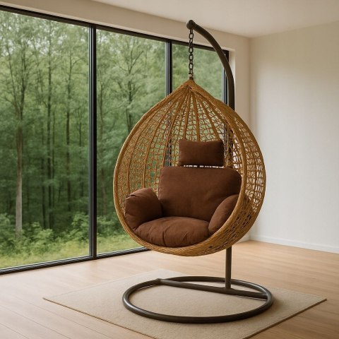 FOTEL WISZĄCY BUJANY OGRODOWY KOSZ HUŚTAWKA JAJO KOKON PREMIUM + PODUSZKI FOTEL WISZĄCY BUJANY OGRODOWY KOSZ HUŚTAWKA JAJO KOKON PREMIUM + PODUSZKI