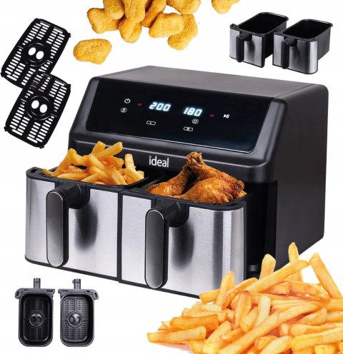 FRYTKOWNICA BEZTŁUSZCZOWA AIR FRYER ELDOM PODWÓJNA 9L DWUKOMOROWA+SUSZARKA FRYTKOWNICA BEZTŁUSZCZOWA AIR FRYER ELDOM PODWÓJNA 9L DWUKOMOROWA+SUSZARKA
