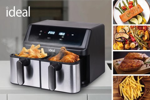 FRYTKOWNICA BEZTŁUSZCZOWA AIR FRYER ELDOM PODWÓJNA 9L DWUKOMOROWA+SUSZARKA FRYTKOWNICA BEZTŁUSZCZOWA AIR FRYER ELDOM PODWÓJNA 9L DWUKOMOROWA+SUSZARKA