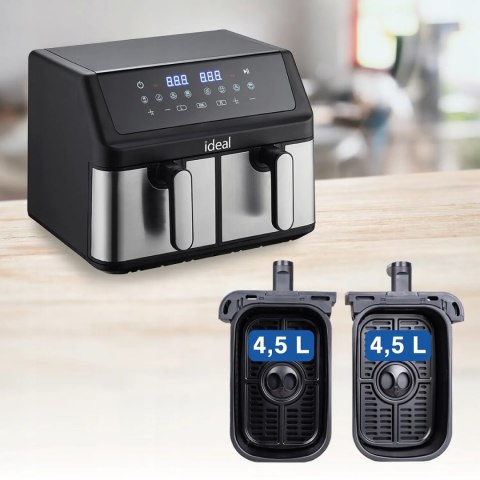 FRYTKOWNICA BEZTŁUSZCZOWA AIR FRYER ELDOM PODWÓJNA 9L DWUKOMOROWA+SUSZARKA FRYTKOWNICA BEZTŁUSZCZOWA AIR FRYER ELDOM PODWÓJNA 9L DWUKOMOROWA+SUSZARKA