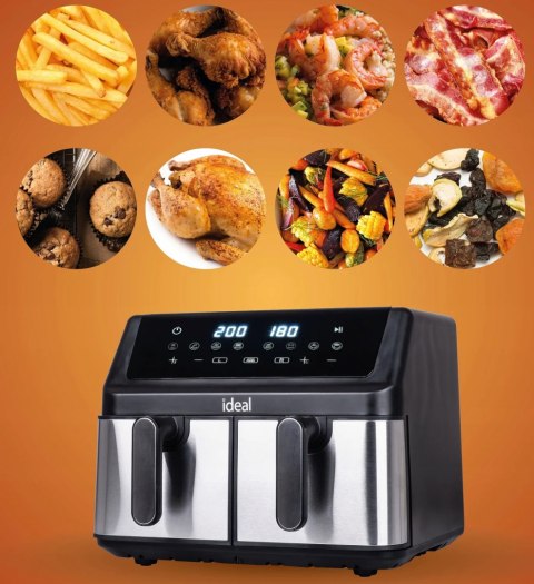 FRYTKOWNICA BEZTŁUSZCZOWA AIR FRYER ELDOM PODWÓJNA 9L DWUKOMOROWA+SUSZARKA FRYTKOWNICA BEZTŁUSZCZOWA AIR FRYER ELDOM PODWÓJNA 9L DWUKOMOROWA+SUSZARKA