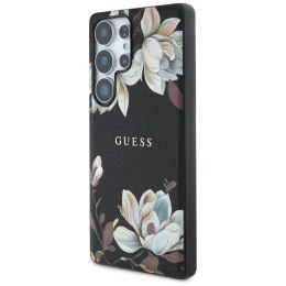 Guess Grained Printed Flower Pattern MagSafe - Etui do Samsung Galaxy S25 Ultra (czarny)