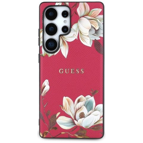 Guess Grained Printed Flower Pattern MagSafe - Etui do Samsung Galaxy S25 Ultra (fuksja)